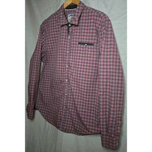 Thread & Cloth Men's XL L/S Red/Black Plaid Casual Button Down - Picture 3 of 8